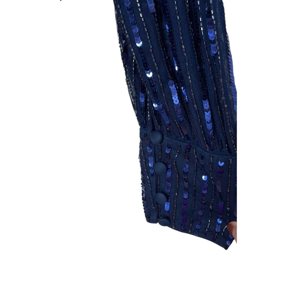 Mac Duggal Dress 5501 Midnight Blue Sequins Gown Size 12 $598‎ - Picture 6 of 10